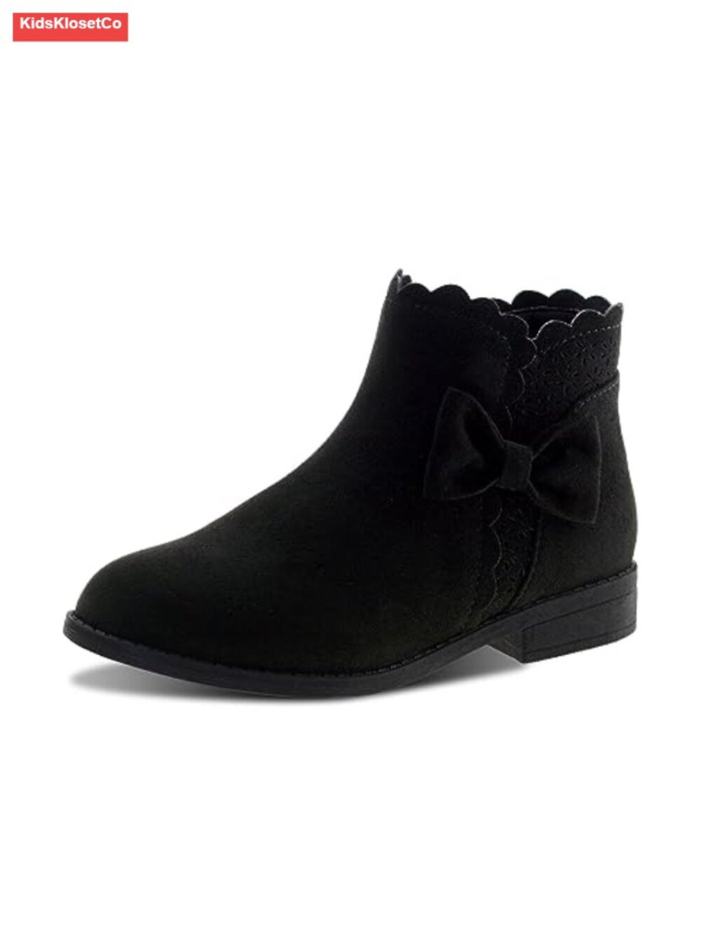 Girls Ankle Boots Bow Side Zipper Low Heel Suede Microsuede Outdoor Warm Shoes